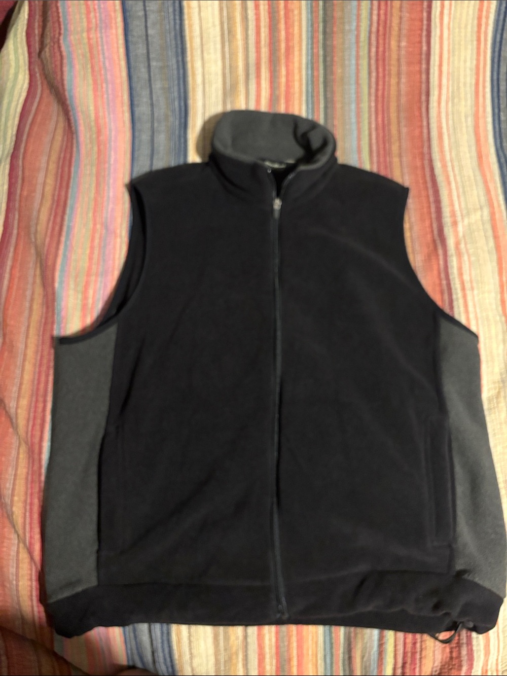 Eddie Bauer Black Fleece Vest with Gray Side Panels